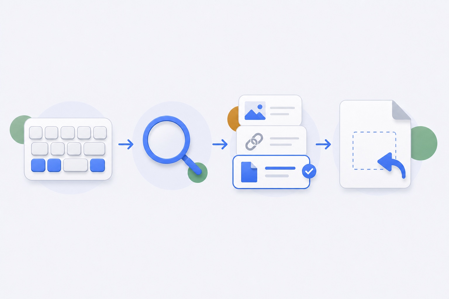 Illustration of using keyboard shortcuts to open, search, and paste from clipboard history on a Mac.
